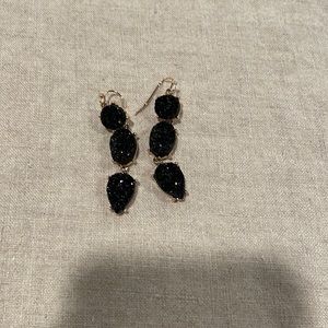 BAUBLEBAR BLACK DRUZY AND GOLD DROP EARRINGS